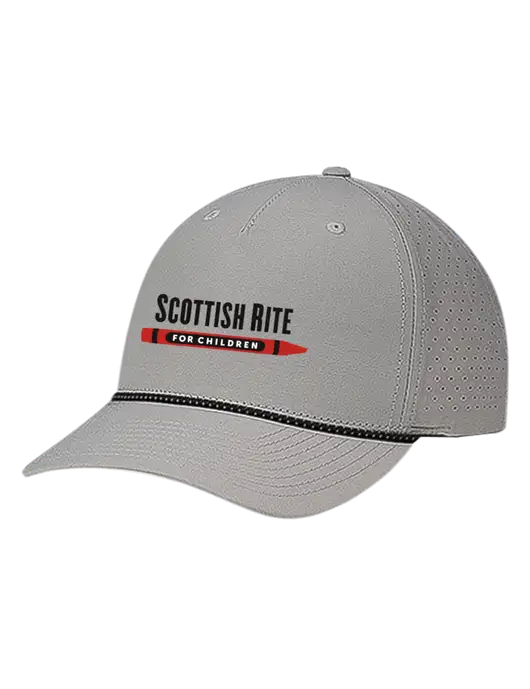 Richardson Laser Perf Performance Light Grey/Black-Grey Rope Cap w/Scottish Rite for Children Logo
