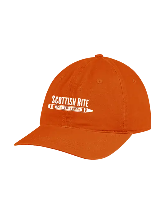 Garment Washed Unstructured Twill Orange Cap w/Scottish Rite for Children Logo