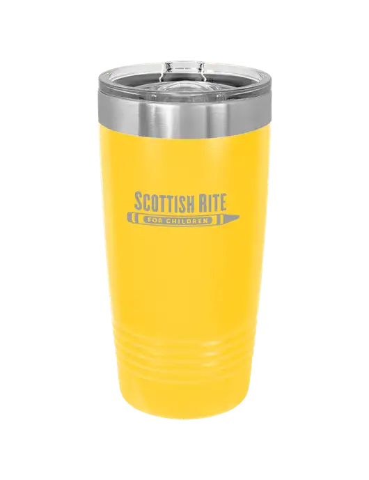 Polar Camel 20 oz Powder Coated Yellow Vacuum Insulated Tumbler w/Scottish Rite for Children Logo