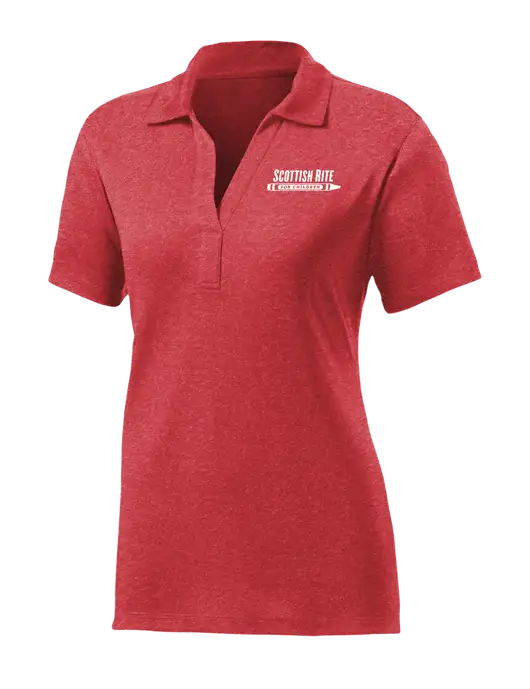 Womens Red Heather Contender Polo w/Scottish Rite for Children Logo