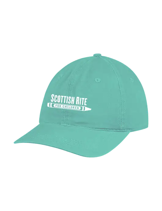 Garment Washed Unstructured Twill Very Light Teal Cap w/Scottish Rite for Children Logo