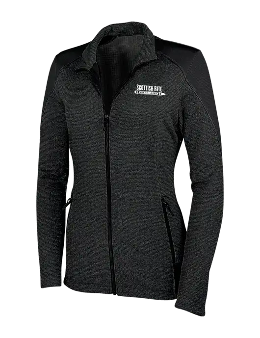 Womens Black Grid Fleece Jacket w/Scottish Rite for Children Logo