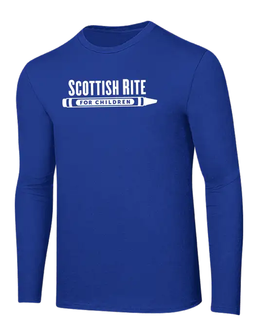 Ring Spun True Royal 4.5 oz Long Sleeve T-Shirt w/Scottish Rite for Children Logo