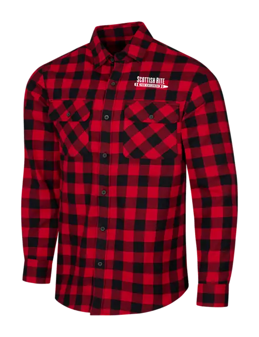 Red/Black Buffalo Check Plaid Flannel Shirt w/Scottish Rite for Children Logo