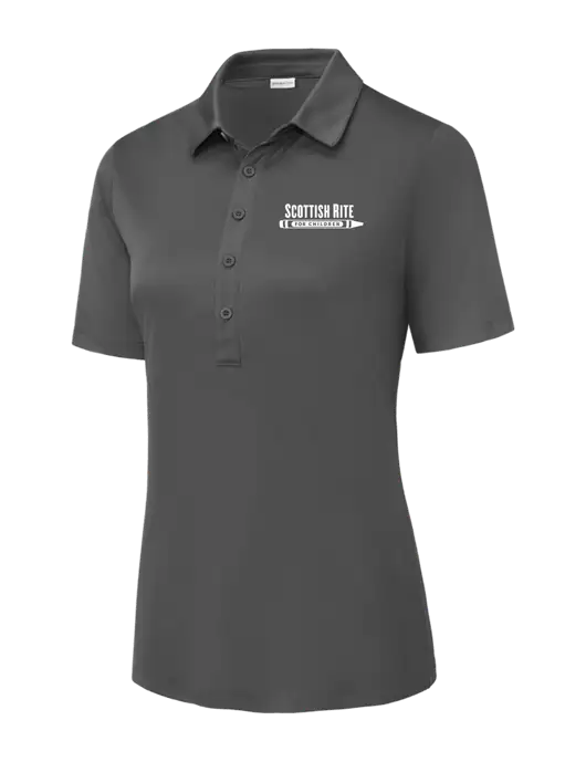 Dark Smoke Grey Womens Posi-UV Pro Polo w/Scottish Rite for Children Logo