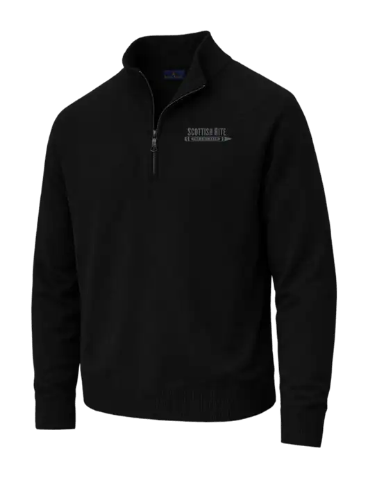 Brooks Brothers Cotton Stretch 1/4-Zip Black Sweater w/Scottish Rite for Children Logo