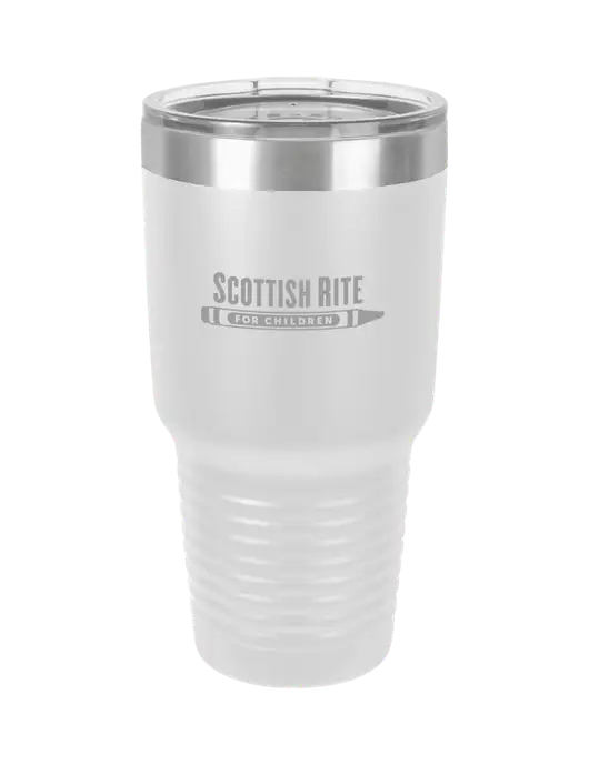 Polar Camel 30 oz Powder Coated White Vacuum Insulated Tumbler  w/Scottish Rite for Children Logo