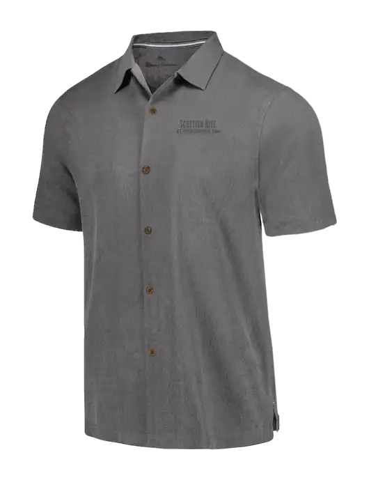 Tommy Bahama Dark Grey Tropic Isles Short Sleeve Shirt w/Scottish Rite for Children Logo