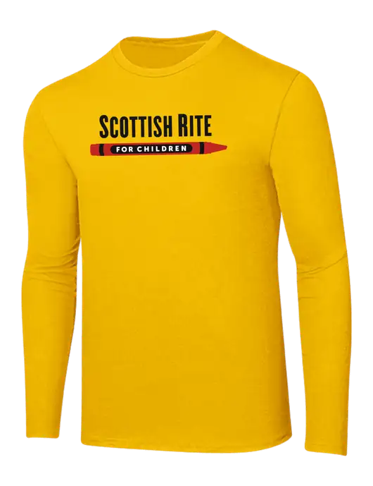 Ring Spun Yellow Gold 4.5 oz Long Sleeve T-Shirt
 w/Scottish Rite for Children Logo