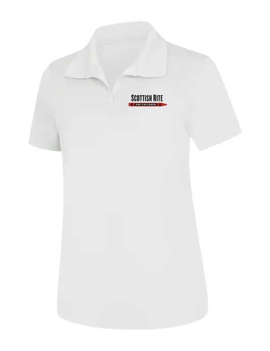 Womens White Micropique Sport-Wick Polo w/Scottish Rite for Children Logo