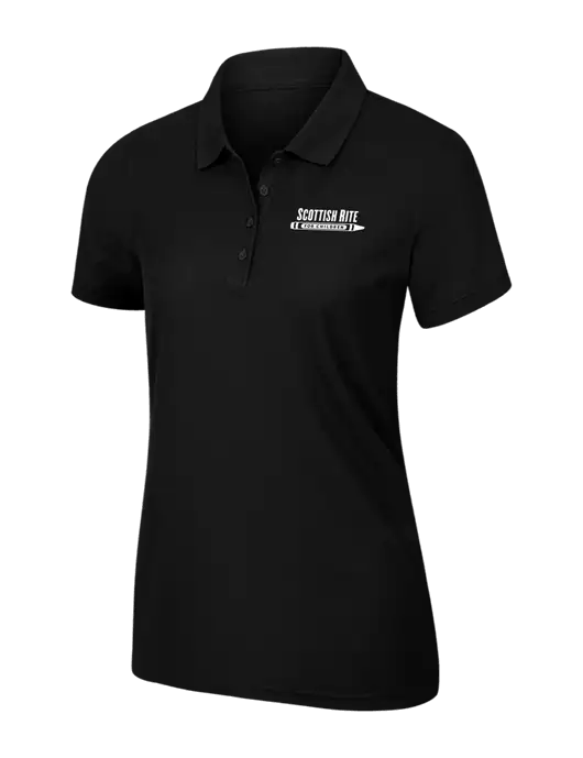 Womens Black Core Classic Pique Polo w/Scottish Rite for Children Logo