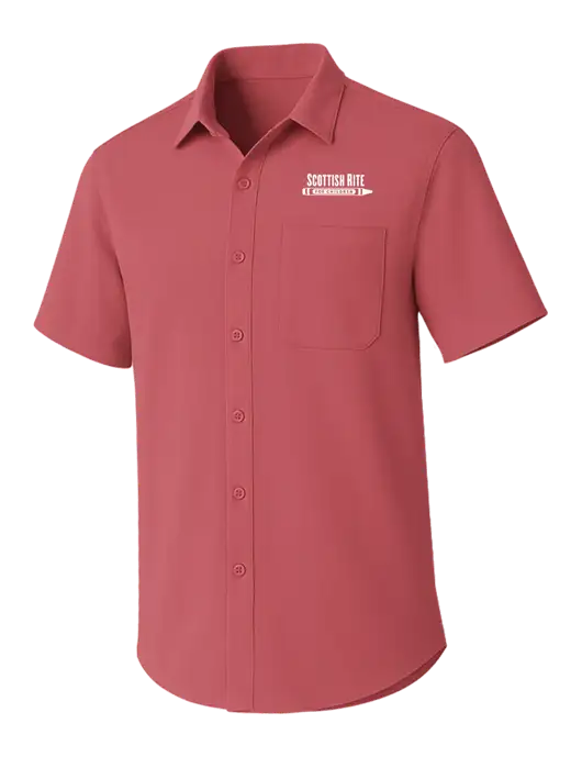 Dark Coral Short Sleeve UV Dockside Shirt w/Scottish Rite for Children Logo