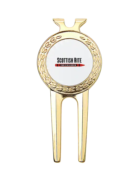 Gold Divot Tool, 1.5 x 3 w/Scottish Rite for Children Logo