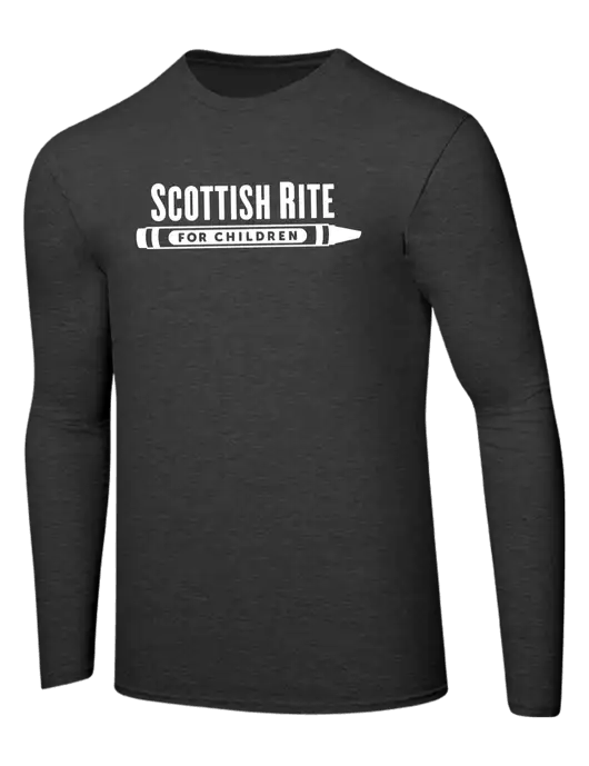 Ring Spun Dark Heather Grey 4.5 oz Long Sleeve T-Shirt w/Scottish Rite for Children Logo