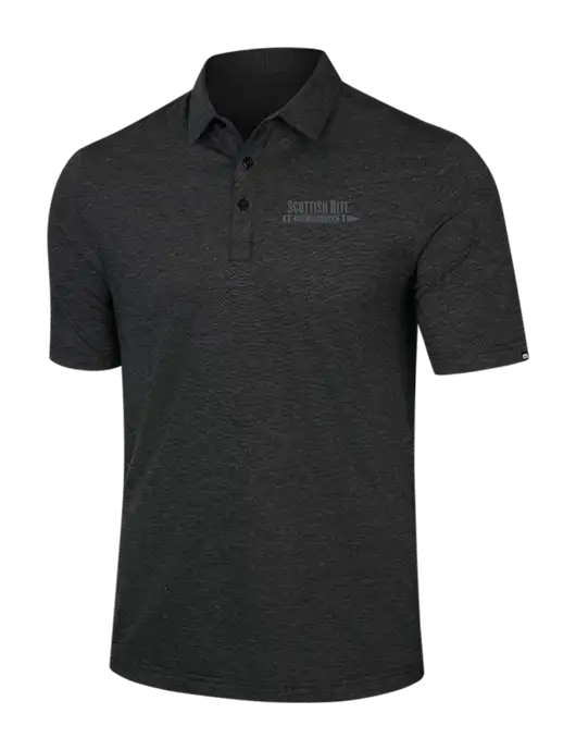 TravisMathew Black Heather Sunnyvale Polo w/Scottish Rite for Children Logo
