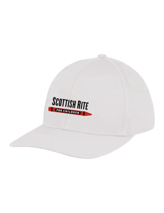 Premium Modern Structured Twill White Snapback Cap w/Scottish Rite for Children Logo