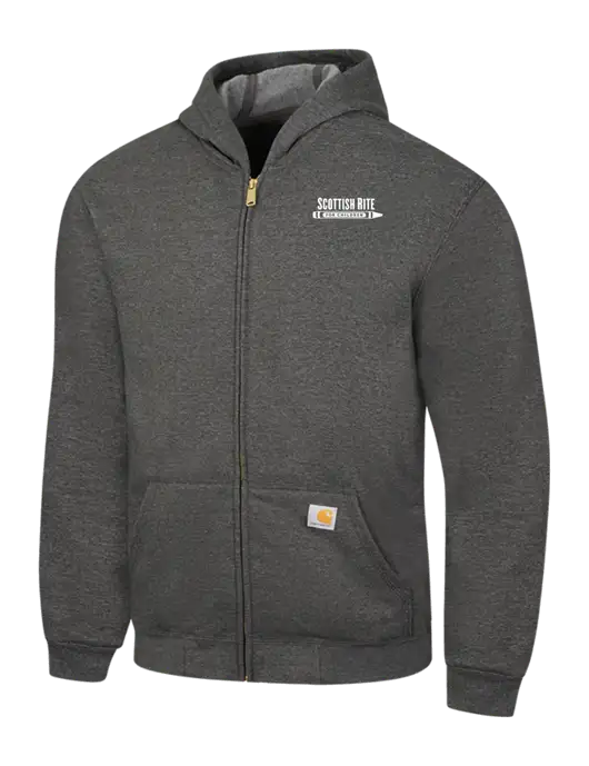 Carhartt Dark Grey Heather Midweight Hooded Zip-Front Sweatshirt w/Scottish Rite for Children Logo