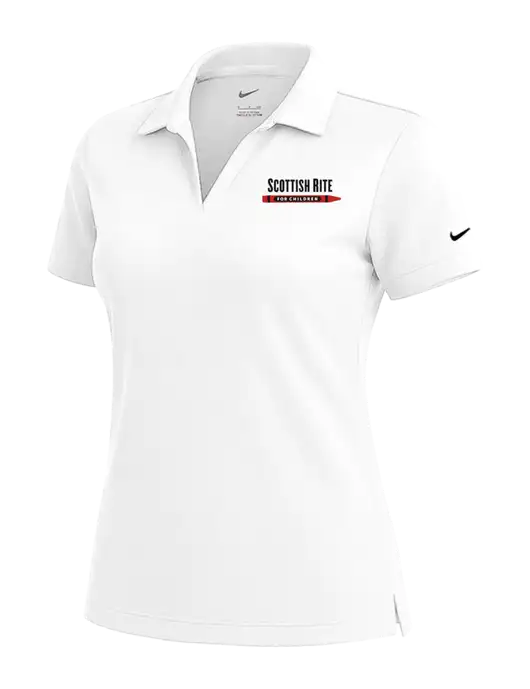 NIKE White Womens Dri-Fit Micro Pique Polo w/Scottish Rite for Children Logo