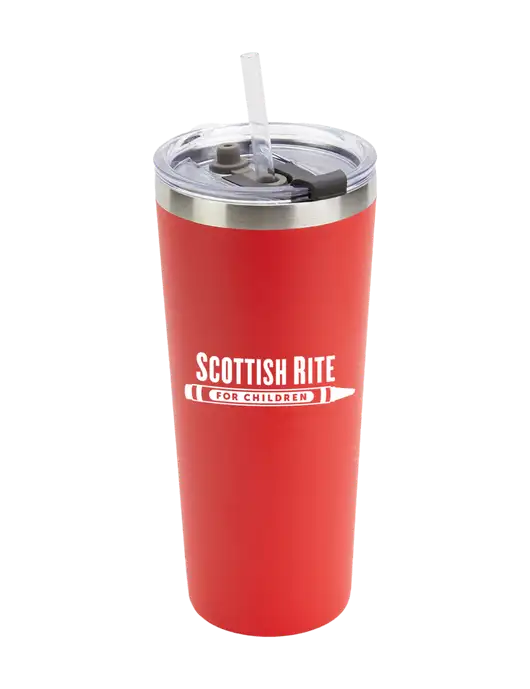 Brighton Red 20 oz Insulated Tumbler & Straw w/Scottish Rite for Children Logo