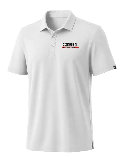 TravisMathew White Coto Performance Polo w/Scottish Rite for Children Logo