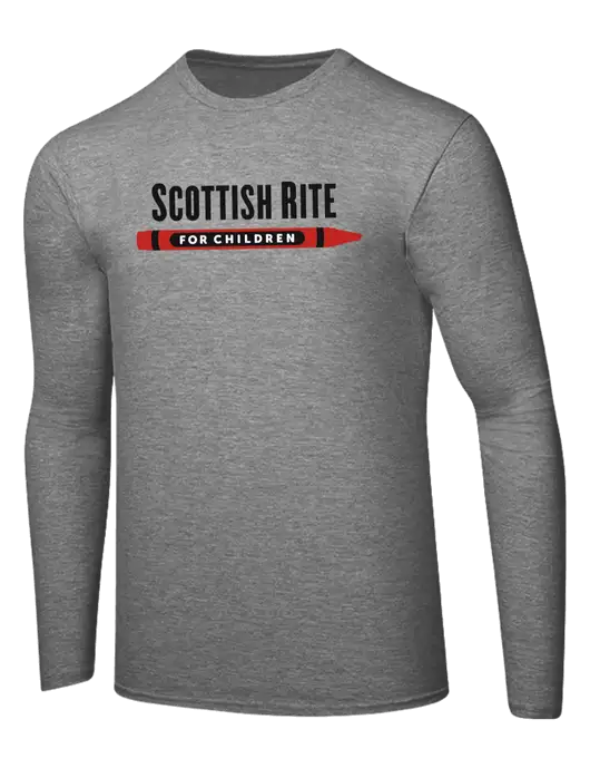 Ring Spun Light Heather Grey 4.5 oz Long Sleeve T-Shirt w/Scottish Rite for Children Logo