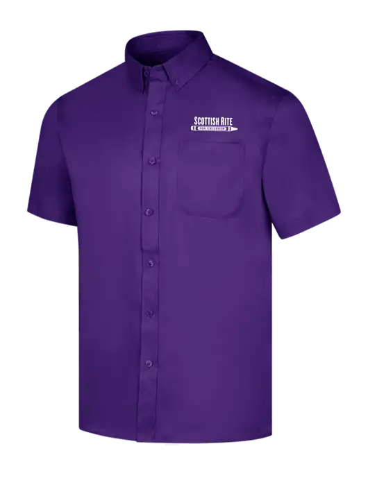 Short Sleeve Purple Superpro React Twill Shirt w/Scottish Rite for Children Logo