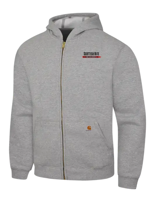 Carhartt Light Grey Heather Midweight Hooded Zip-Front Sweatshirt w/Scottish Rite for Children Logo