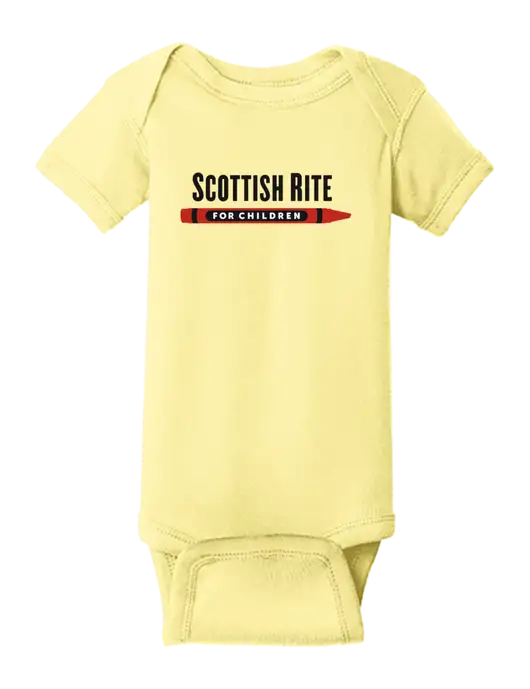 Rabbit Skins Banana Infant Short Sleeve Baby Rib Bodysuit w/Scottish Rite for Children Logo