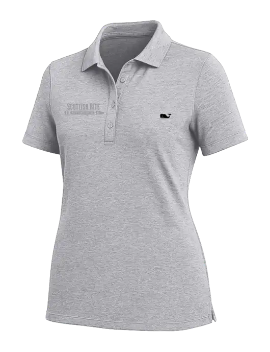 Vineyard Vines Womens Light Grey Edgartown Pique Polo w/Scottish Rite for Children Logo
