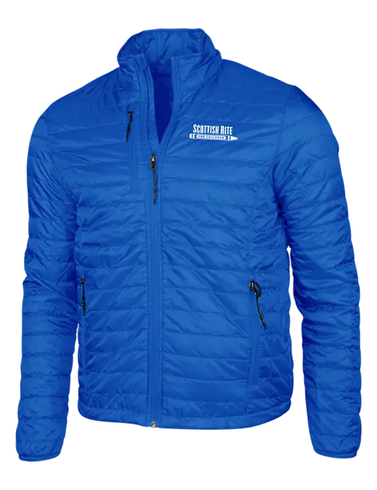 Dark Royal Blue Puffy Packable Jacket w/Scottish Rite for Children Logo