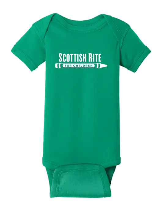 Rabbit Skins Kelly Infant Short Sleeve Baby Rib Bodysuit w/Scottish Rite for Children Logo