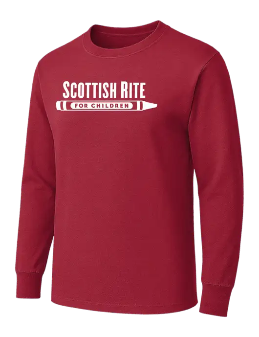 Red Heavyweight Long Sleeve 6.1 oz T-Shirt w/Scottish Rite for Children Logo