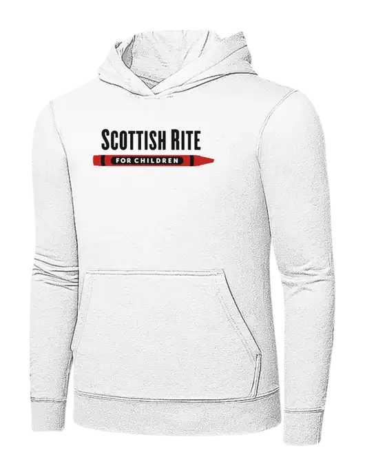 White 7.8 oz Ring Spun Hooded Sweatshirt w/Scottish Rite for Children Logo
