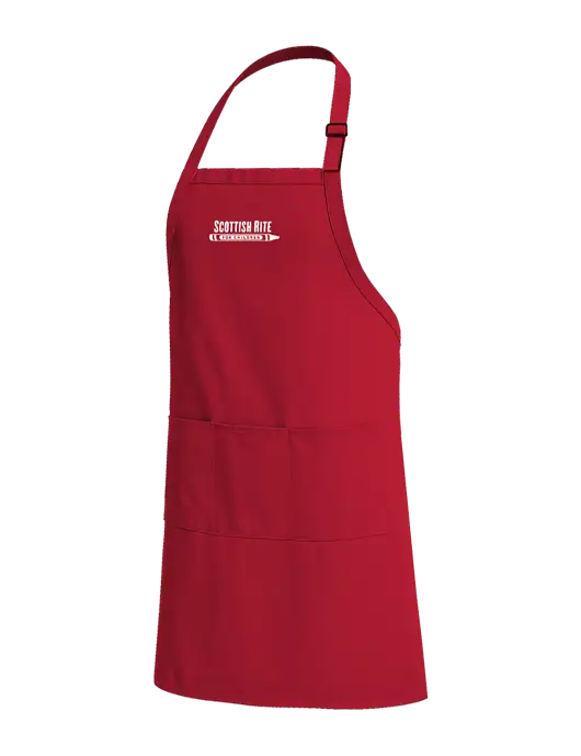Easy Care Extra Long Bib Red Apron with Stain Release w/Scottish Rite for Children Logo