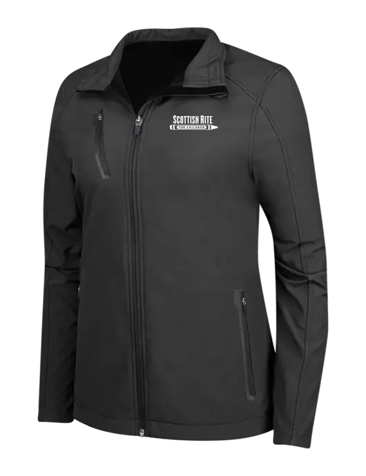 Black Womens Welded Softshell Jacket w/Scottish Rite for Children Logo