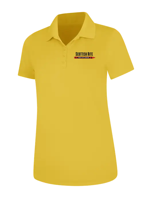 Yellow Womens Dry Zone UV Mesh Polo w/Scottish Rite for Children Logo