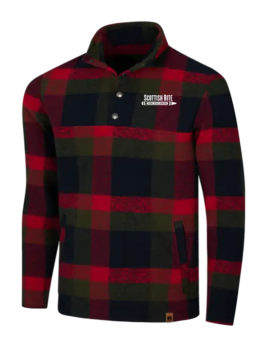 Russell Outdoors Red/Black Plaid Basin Snap Pullover w/Scottish Rite for Children Logo