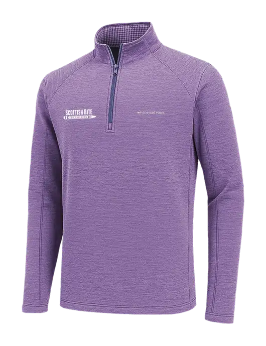 Vineyard Vines Heather Light Purple Sankaty Quarter-Zip Pullover
 w/Scottish Rite for Children Logo