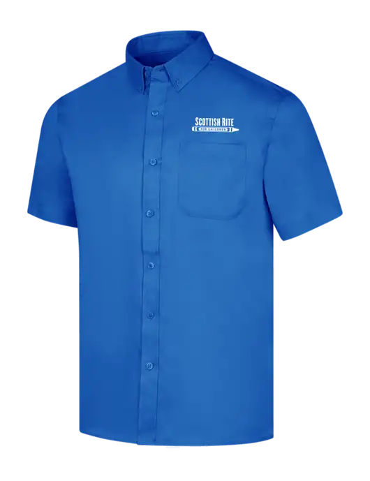 Short Sleeve Royal Blue Superpro React Twill Shirt w/Scottish Rite for Children Logo