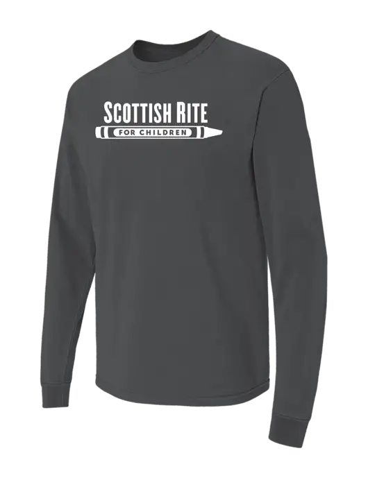 Comfort Colors Garment-Dyed Dark Grey Heather Heavyweight Long Sleeve T-Shirt w/Scottish Rite for Children Logo