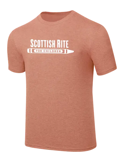 Simply Soft Heathered Light Peach 4.5oz  Poly/Combed Ring Spun Cotton T-Shirt w/Scottish Rite for Children Logo