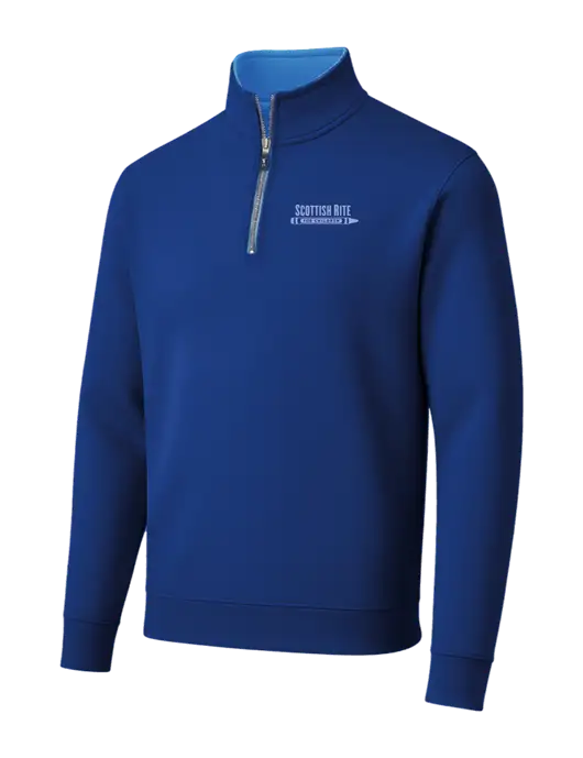 Fairway & Greene Caves Quarter-Zip Tech Dark Royal Pullover w/Scottish Rite for Children Logo