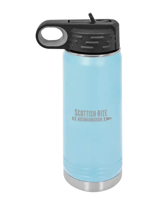 Polar Camel 20 oz Powder Coated Light Blue Vacuum Insulated Water Bottle w/Scottish Rite for Children Logo