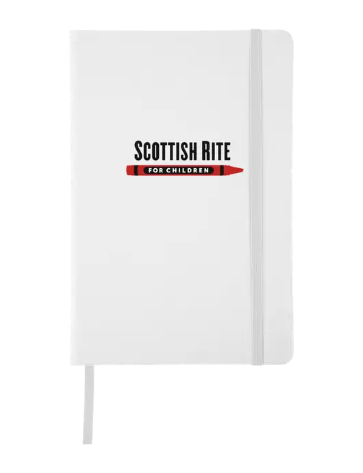White Comfort Touch Bound Journal 5 ¾" W x 8 ½” H w/Scottish Rite for Children Logo