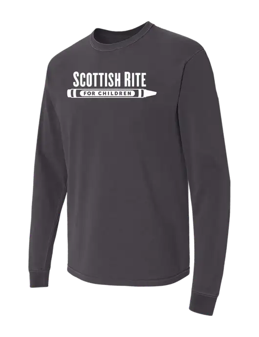 Comfort Colors Garment-Dyed Dark Grey Heavyweight Long Sleeve T-Shirt w/Scottish Rite for Children Logo