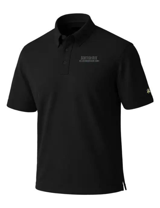 Brooks Brothers Pinpoint Pique Black Dress Polo w/Scottish Rite for Children Logo