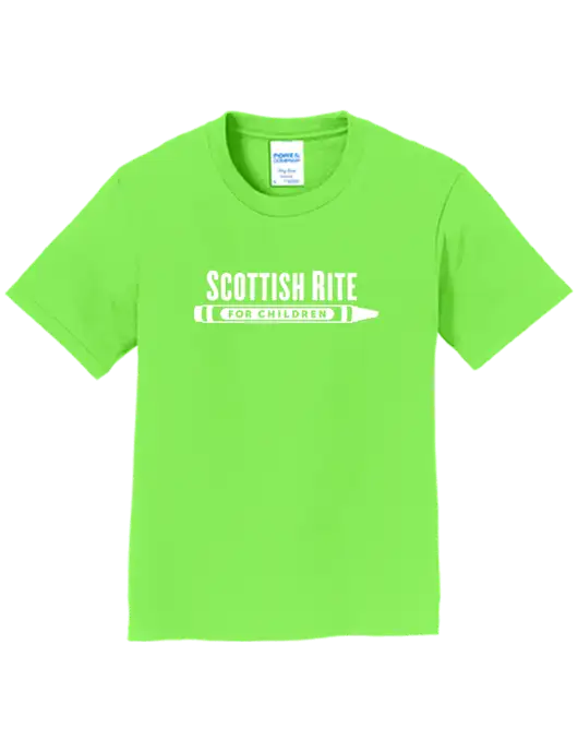 Youth Ring Spun Flash Green 4.5 oz T-Shirt w/Scottish Rite for Children Logo