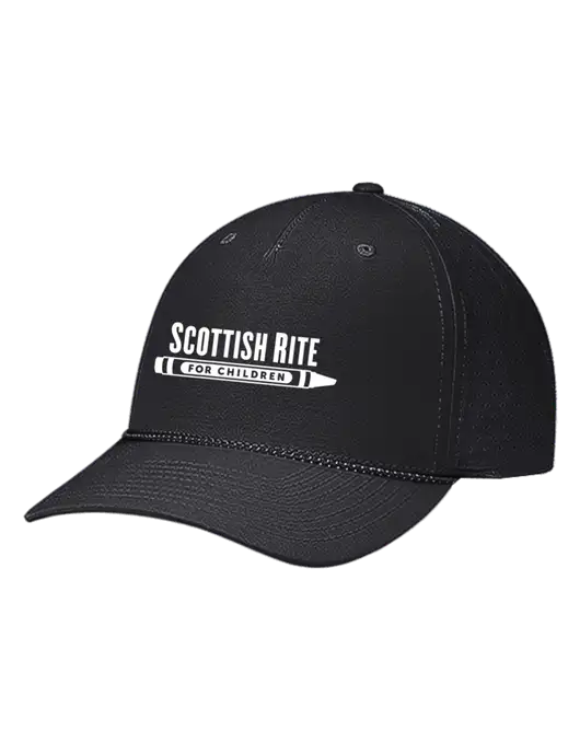 Richardson Laser Perf Performance Black/Black-Grey Rope Cap w/Scottish Rite for Children Logo