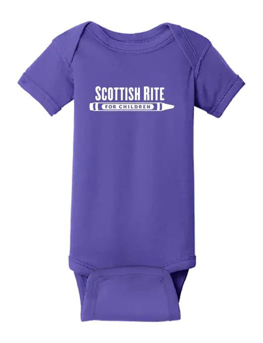Rabbit Skins Purple Infant Short Sleeve Baby Rib Bodysuit w/Scottish Rite for Children Logo