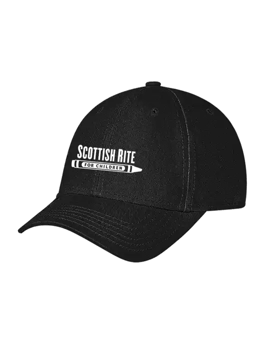 Black Structured Soft Snap Closure Hook & Loop Cap w/Scottish Rite for Children Logo